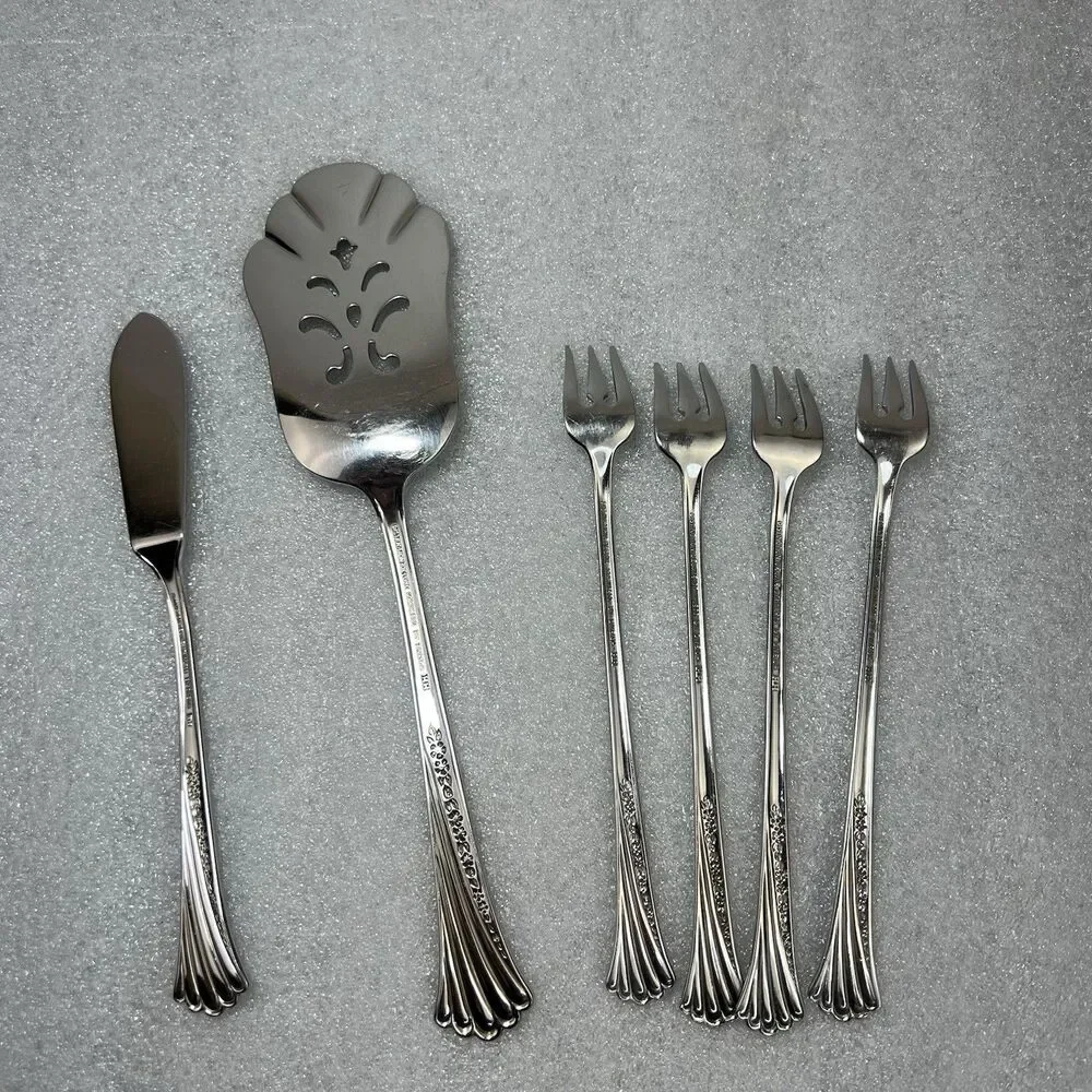 4 Oneida SPRING GLEN Stainless Cocktail Fork 1 Butter Knife 1 Pie Server Mix Lot